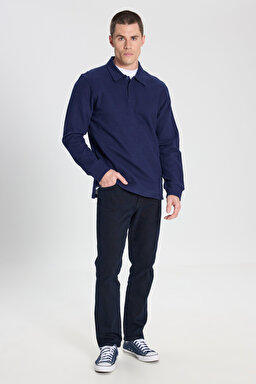 Regular Fit Normal Kesim Lacivert Polo Yaka Tişört - Navy-W242778410 (görsel 3)