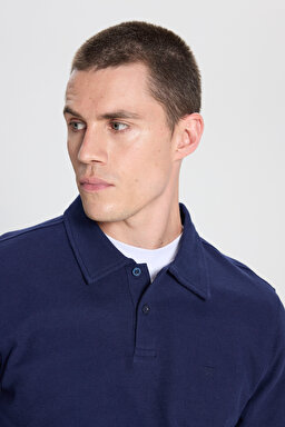 Regular Fit Normal Kesim Lacivert Polo Yaka Tişört - Navy-W242778410 (görsel 4)