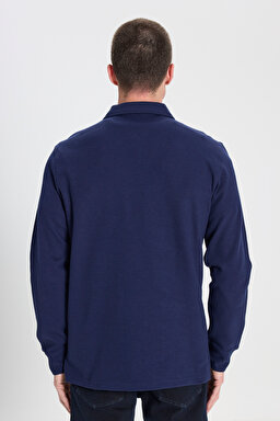 Regular Fit Normal Kesim Lacivert Polo Yaka Tişört - Navy-W242778410 (görsel 5)