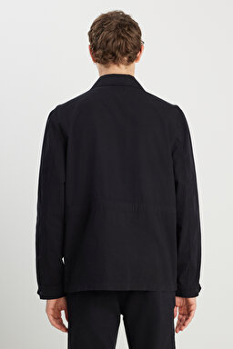 Regular Fit Normal Kesim %100 Pamuk Siyah Military Ceket - Black-W242780001 (görsel 5)