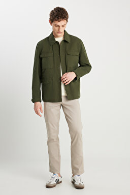Regular Fit Normal Kesim %100 Pamuk Haki Military Ceket - Khaki-W242780801 (görsel 3)