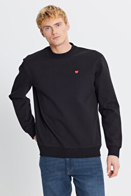 Regular Fit Normal Kesim Bisiklet Yaka Pamuklu Siyah  Sweatshirt - Black-W242792001