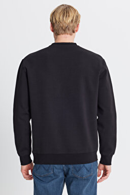 Regular Fit Normal Kesim Bisiklet Yaka Pamuklu Siyah  Sweatshirt - Black-W242792001 (görsel 5)