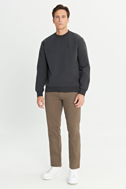 Regular Fit Normal Kesim Bisiklet Yaka Antrasit Sweatshirt - Faded Black-W24279233W (görsel 3)
