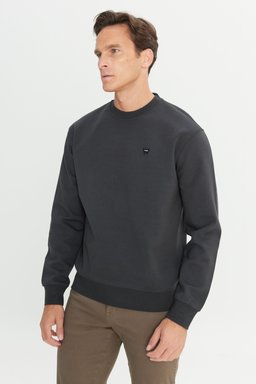 Regular Fit Normal Kesim Bisiklet Yaka Antrasit Sweatshirt - Faded Black-W24279233W (görsel 4)