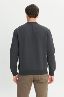 Regular Fit Normal Kesim Bisiklet Yaka Antrasit Sweatshirt - Faded Black-W24279233W (görsel 6)
