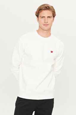 Regular Fit Normal Kesim Bisiklet Yaka Kırık Beyaz Sweatshirt - Worn White-W242792W02