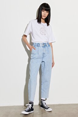 Mom Fit Denim Yüksek Bel Jean Kot Pantolon - Blue-W246002400 (görsel 2)