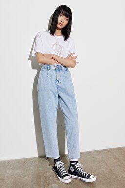Mom Fit Denim Yüksek Bel Jean Kot Pantolon - Blue-W246002400 (görsel 3)