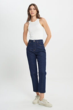 Mom Fit Denim Yüksek Bel Jean Kot Pantolon - Blue-W246004400 (görsel 2)
