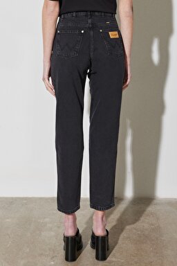 Mom Fit Yüksek Bel Dar Paça Siyah Jean Kot Pantolon - Black-W246011001 (görsel 6)