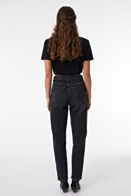 Mom Slim Fit Dar Kesim Yüksek Bel Dar Paça Esnek Jean Kot Pantolon - Stone-W24601758 (görsel 5)