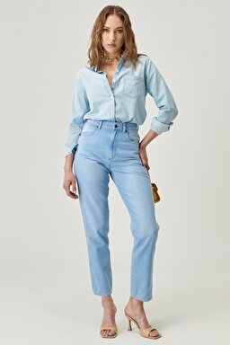 Mom Fit Denim Yüksek Bel Jean Kot Pantolon - Ice Ice Baby-W246PI41V (görsel 4)
