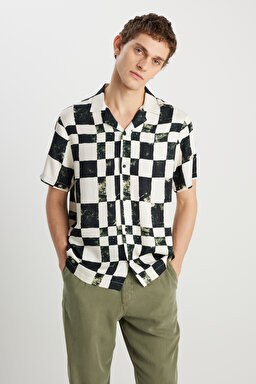 Relaxed Fit Geniş Kesim Desenli Viskon Gömlek - Multi-W2510279900