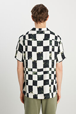Relaxed Fit Geniş Kesim Desenli Viskon Gömlek - Multi-W2510279900 (görsel 6)