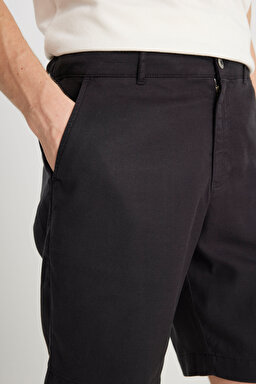 Regular Fit Normal Kesim Lastik Bel Detaylı Siyah Şort - Black-W2510346001 (görsel 5)