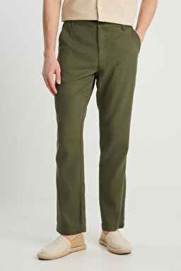 Regular Fit Normal Kesim Lastikli Bel Haki Chino Pantolon - Khaki-W2510347801 (görsel 3)