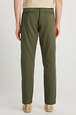 Regular Fit Normal Kesim Lastikli Bel Haki Chino Pantolon - Khaki-W2510347801 (görsel 4)