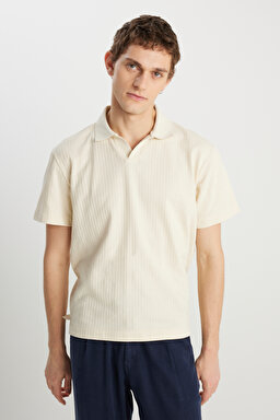 Relaxed Fit Geniş Kesim Açık Sarı Polo Yaka Tişört - LightYellow-W2510464813
