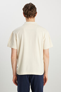 Relaxed Fit Geniş Kesim Açık Sarı Polo Yaka Tişört - LightYellow-W2510464813 (görsel 5)