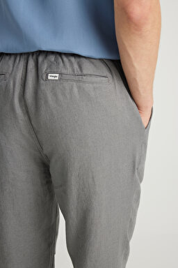 %100 Keten Regular Fit Normal Kesim Normal Bel Düz Paça Koyu Gri Pantolon - Dark Grey-W251047993 (görsel 5)