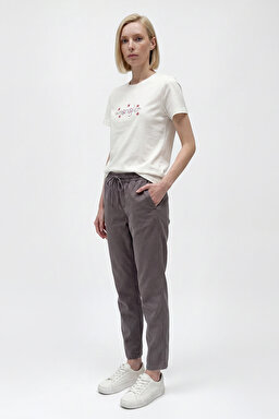Regular Fit Normal Kesim Normal Bel Yumuşak Dokulu Haki Pantolon - Anthracite-W2510508003