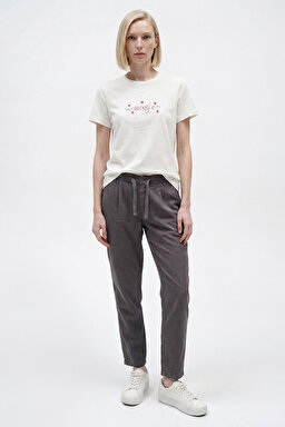 Regular Fit Normal Kesim Normal Bel Yumuşak Dokulu Haki Pantolon - Anthracite-W2510508003 (görsel 2)