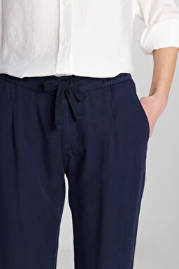Regular Fit Normal Kesim Normal Bel Düz Paça Yumuşak Dokulu Lacivert Pantolon - Navy-W2510508410 (görsel 5)