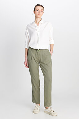Regular Fit Normal Kesim Normal Bel Yumuşak Dokulu Haki Pantolon - Khaki-W2510508801