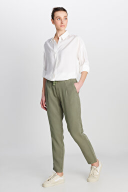 Regular Fit Normal Kesim Normal Bel Yumuşak Dokulu Haki Pantolon - Khaki-W2510508801 (görsel 2)