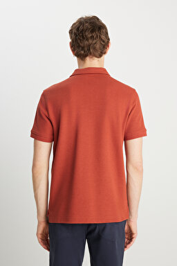 Regular Fit Normal Kesim Kiremit Rengi Polo Yaka Tişört - Brick-W2510720222 (görsel 5)
