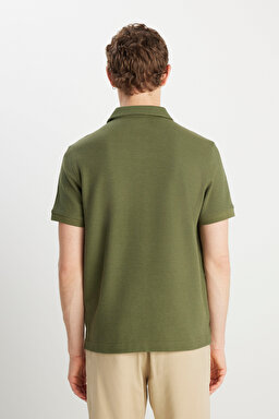 Regular Fit Normal Kesim Zeytin Yeşili Polo Yaka Tişört - Olive-W2510720308 (görsel 5)