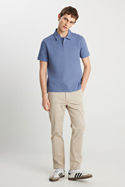 Regular Fit Normal Kesim Açık Mavi Polo Yaka Tişört - Light Blue-W2510720404 (görsel 3)
