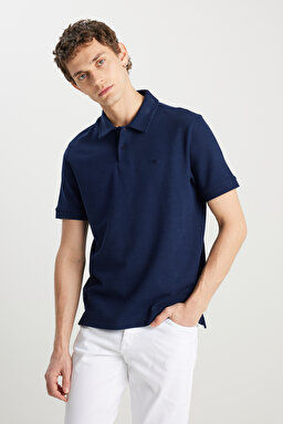 Regular Fit Normal Kesim Lacivert Polo Yaka Tişört - Navy-W2510720410 (görsel 2)