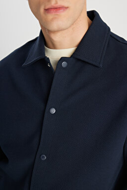 Regular Fit Normal Kesim Lacivert Gömlek - Navy-W2510721410 (görsel 6)