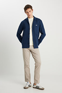 %100 Pamuk Regular Fit Normal Kesim Cep Detaylı Lacivert Ceket - Navy-W2510724410 (görsel 3)