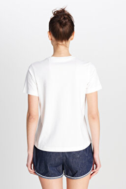 %100 Pamuk Regular Fit Normal Kesim Bisiklet Yaka Grafik Baskılı Ekru Tişört - Ecru-W2510732104 (görsel 5)