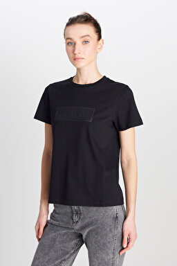 Regular Fit Normal Kesim Bisiklet Yaka %100 Pamuk Siyah Tişört - Black-W2510755001