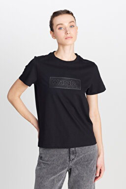 Regular Fit Normal Kesim Bisiklet Yaka %100 Pamuk Siyah Tişört - Black-W2510755001 (görsel 2)
