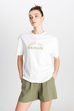 Regular Fit Normal Kesim Bisiklet Yaka %100 Pamuk Kırık Beyaz Tişört - Off White-W2510758102 (görsel 2)