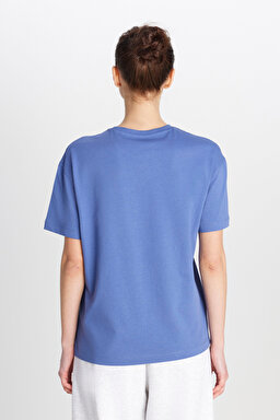 Regular Fit Normal Kesim Bisiklet Yaka %100 Pamuk Mavi Tişört - Surf Blue-W2510758QF (görsel 5)