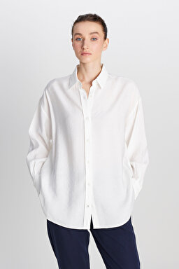 Loose Fit Rahat Kesim Beyaz Gömlek - White-W2510769100