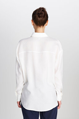 Loose Fit Rahat Kesim Beyaz Gömlek - White-W2510769100 (görsel 5)