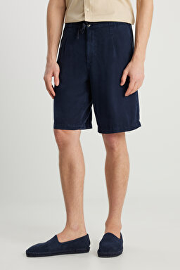 Regular Fit Normal Kesim Normal Bel Lacivert Yumuşak Dokulu Şort - Navy-W2510773410 (görsel 3)