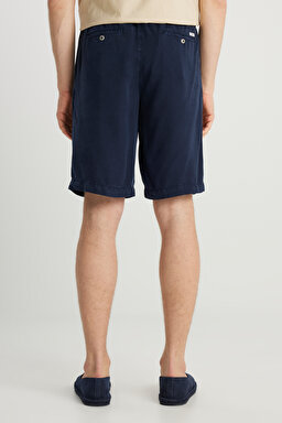 Regular Fit Normal Kesim Normal Bel Lacivert Yumuşak Dokulu Şort - Navy-W2510773410 (görsel 4)