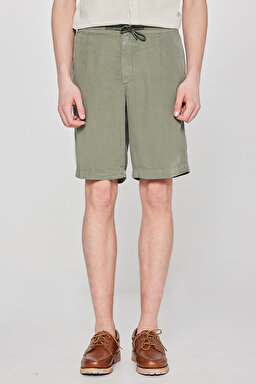 Regular Fit Normal Kesim Yumuşak Dokulu Haki Şort - Khaki-W2510773801 (görsel 3)