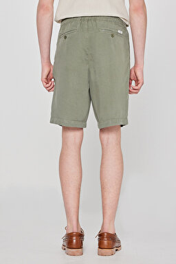 Regular Fit Normal Kesim Yumuşak Dokulu Haki Şort - Khaki-W2510773801 (görsel 4)