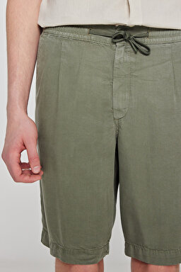 Regular Fit Normal Kesim Yumuşak Dokulu Haki Şort - Khaki-W2510773801 (görsel 5)