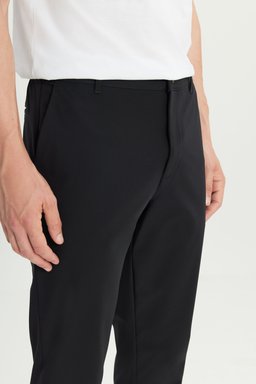 Regular Fit Normal Kesim Lastik Bel Detaylı Siyah Chino Pantolon - Black-W2510796001 (görsel 4)