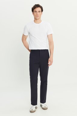 Regular Fit Normal Kesim Lastik Bel Detaylı Lacivert Chino Pantolon - DarKNavy-W2510796411 (görsel 2)